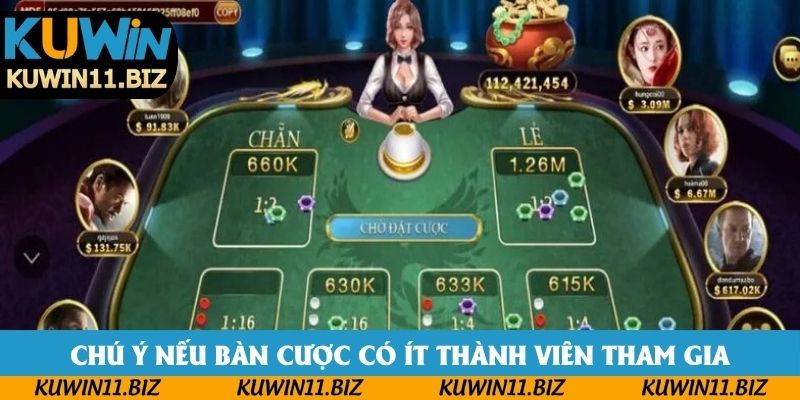 Chú ý nếu bàn cược có ít thành viên tham gia Chú ý nếu bàn cược có ít thành viên tham gia